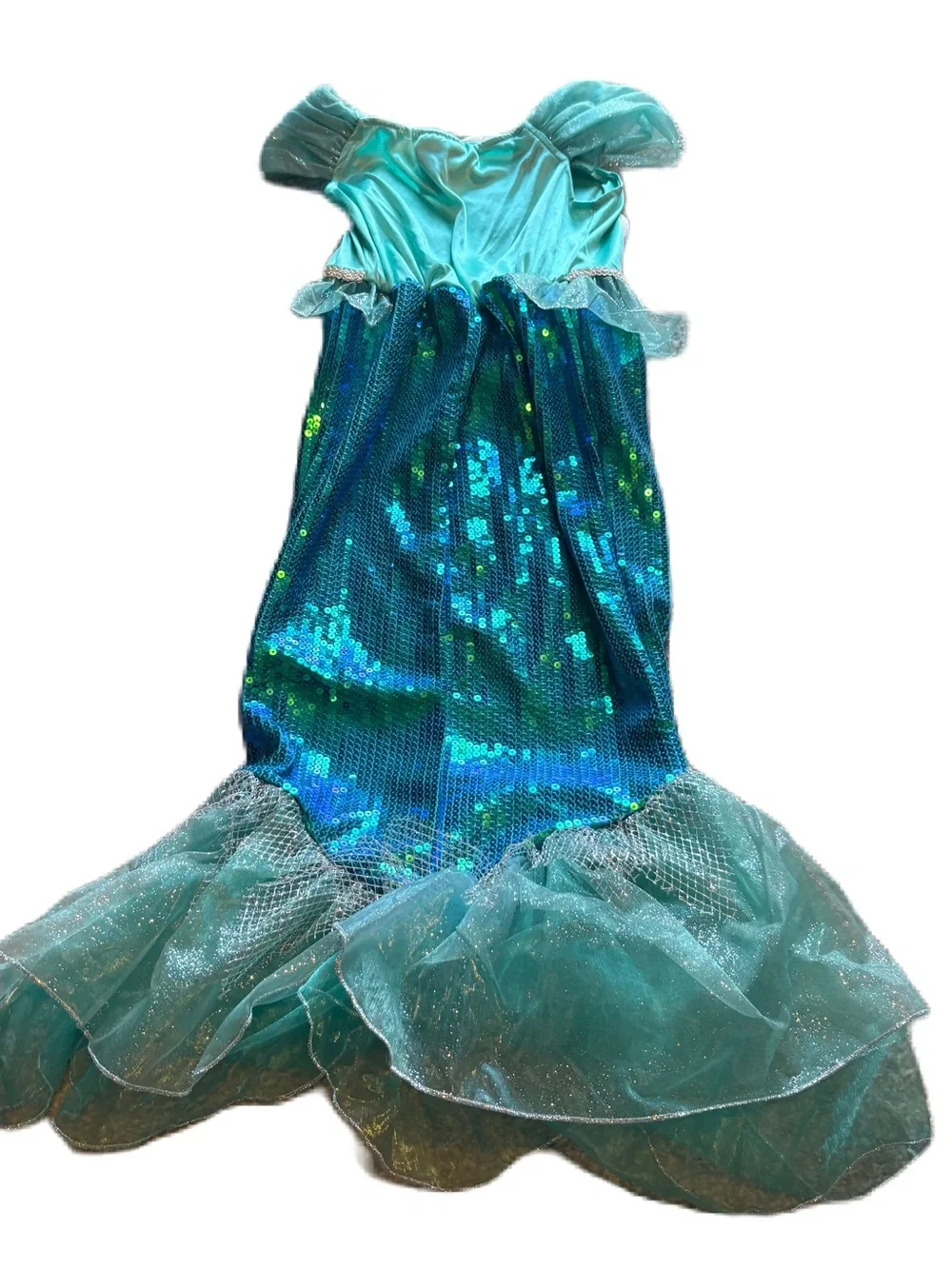 GILLIANS CLOSET Sparkling SEQUINS Green Blue Mermaid Costume 7/8 Halloween